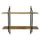 image 1 of Living and Home Industrial 2 Tier Floating Wall Shelves for Home Decor | Brown