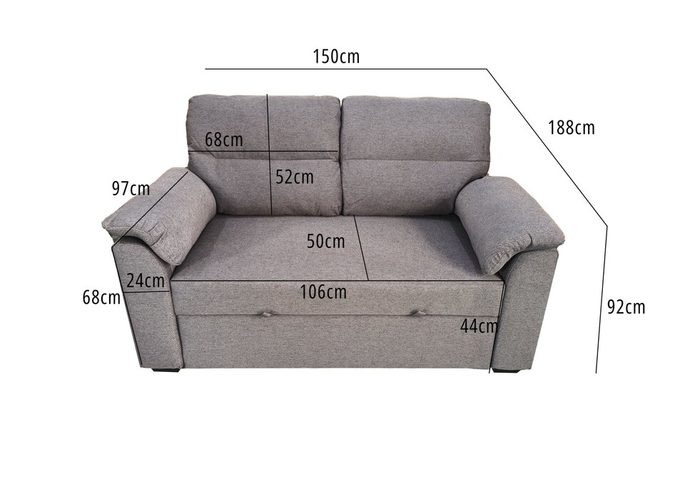 image 1 of Vico 2 Seater Sofa Bed in Grey, Silver or Beige | Grey | One Size