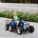 image 2 of HOMCOM Kids Electric Car, 12V Electric Ride on Tractor and Trailer with Detachable Trailer Remote Control, USB, Horn, Lights, Start-Up Sound, for Ages 3-6 Years, Blue