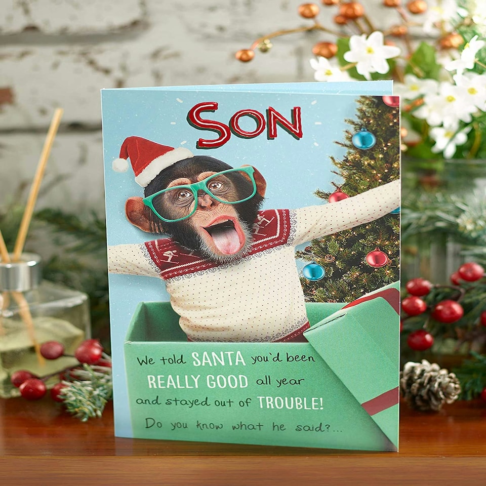 image 1 of For Son Funny Cheeky Champ Design Christmas Card