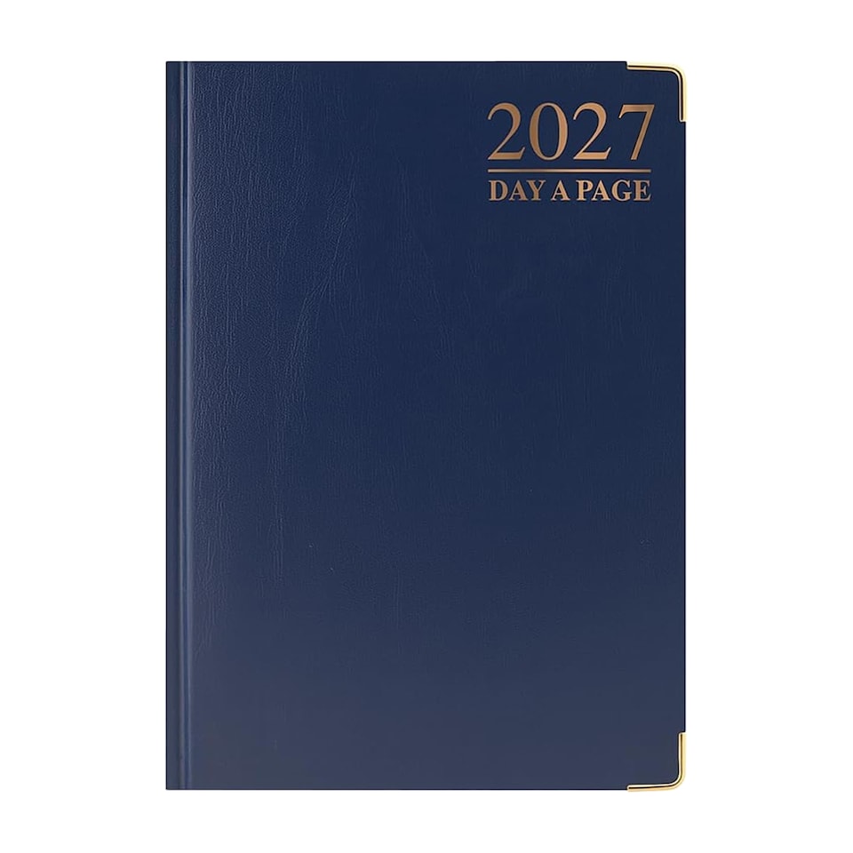 image 1 of MantraRaj 2027 Diary A5 Page A Day Padded Case Bound Desk Diary Office Organiser Planner Blue