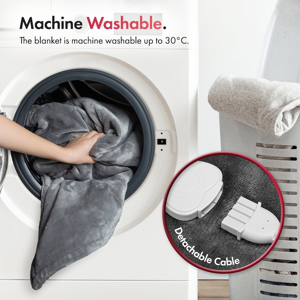 image 1 of VonHaus Heated Throw Blanket with Digital Control Grey