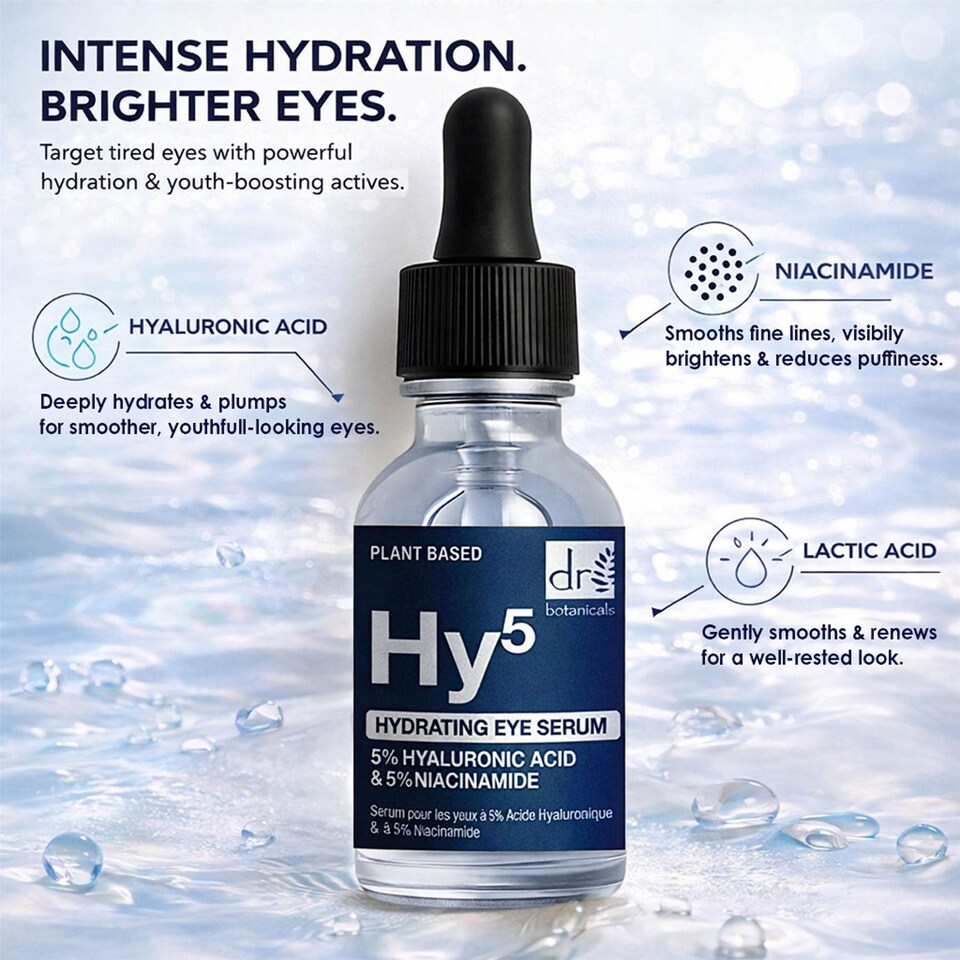 image 1 of Dr Botanicals Anti-Ageing Hydrating Eye Serum with 5% Hyaluronic Acid & 5% Niacinamide 15ml for Plumping and Moisturising