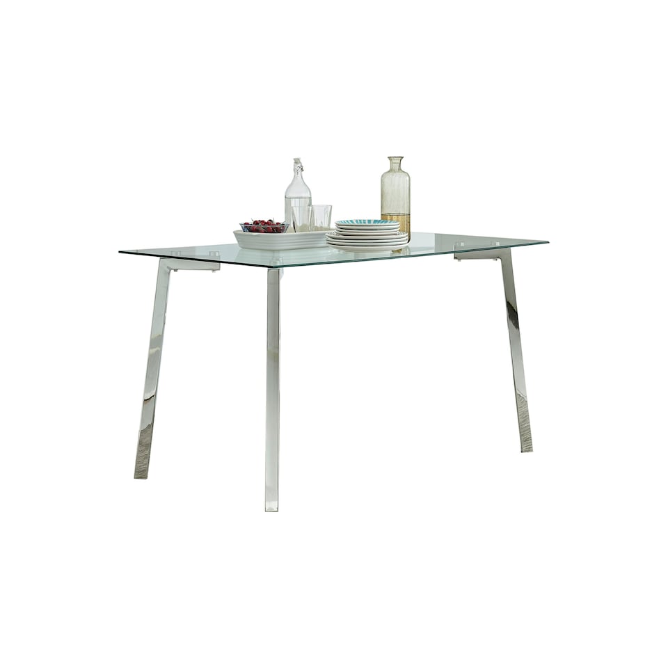 image 1 of Furniturebox Cosmo Chrome Metal And Glass Dining Table