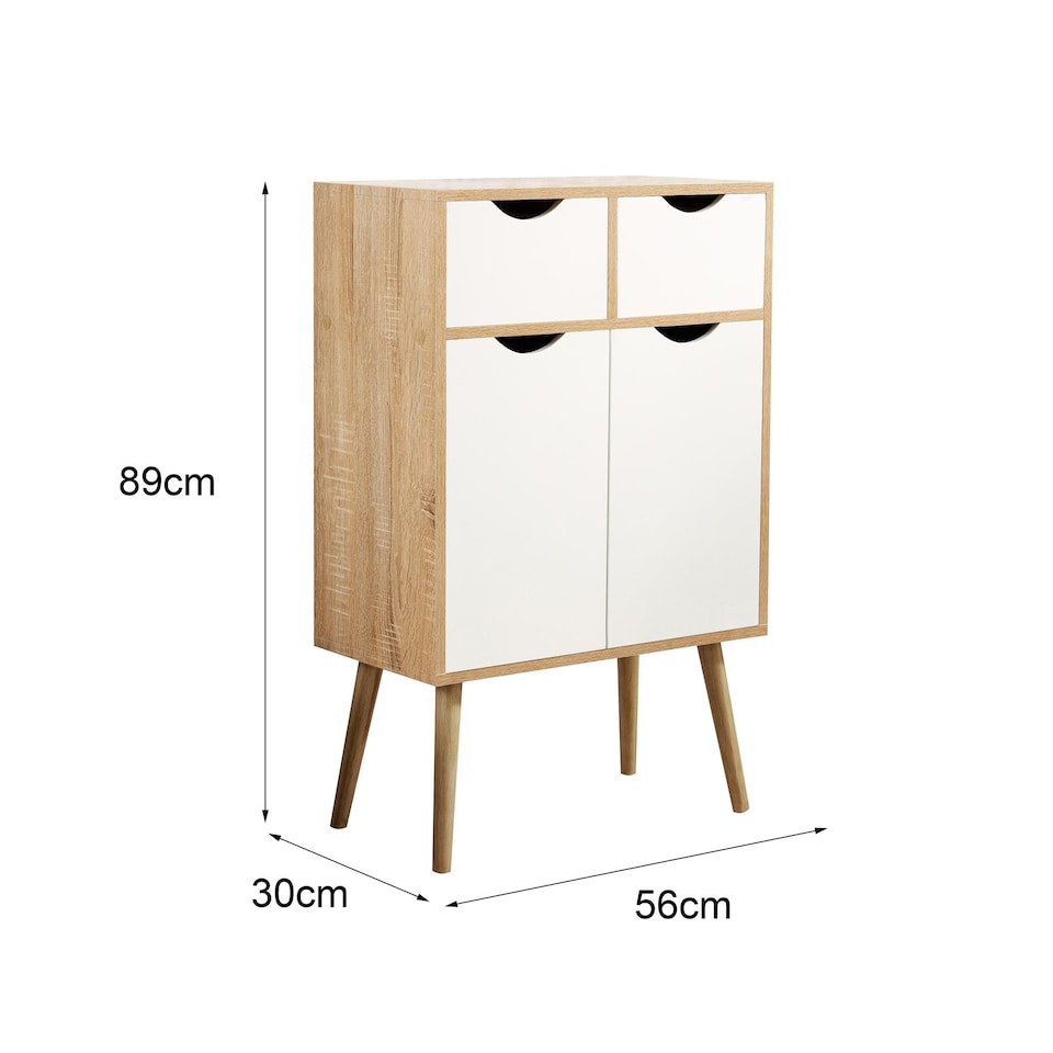 image 1 of Sideboard Storage Cabinet 2 Door 2 Drawer Cupboard Solid Wood Legs