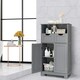 image 4 of COSTWAY Bathroom Cabinet Wooden Storage Cupboard Grey Grey