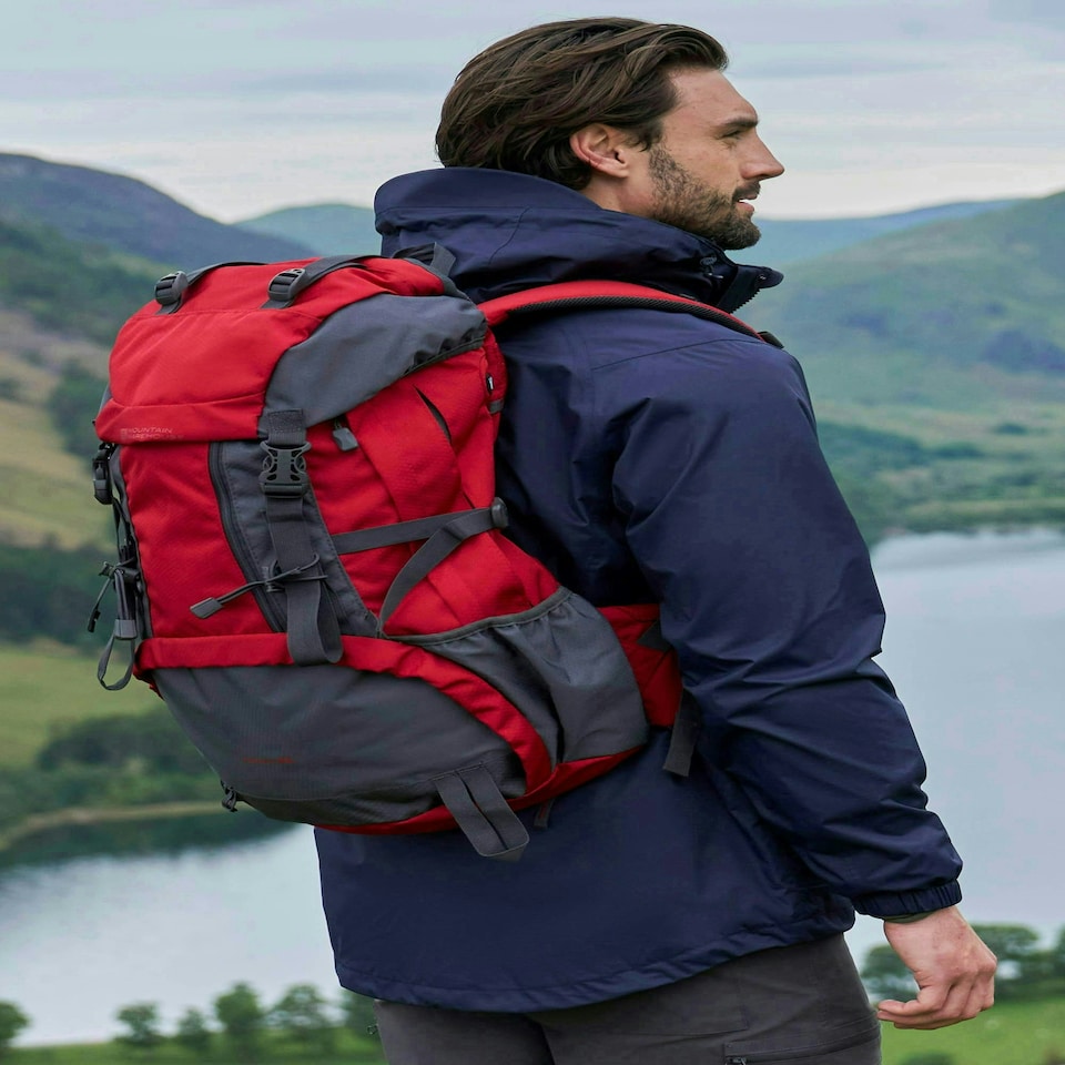 image 1 of Mountain Warehouse Venture Rucksack Ripstop Zipped Security Pockets Hiking Bag Red