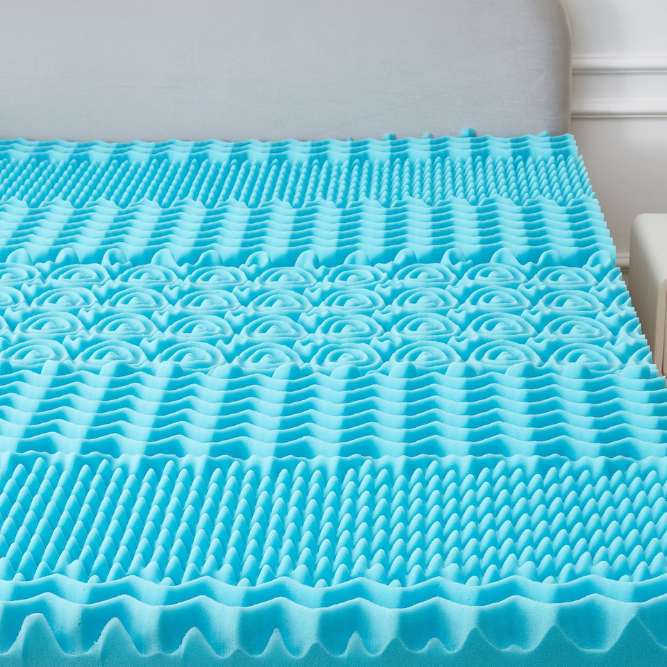 image 1 of Ezysleep 10cm Cooling 7 Zone Open-Cell Memory Foam Mattress Topper Bedroom | Blue