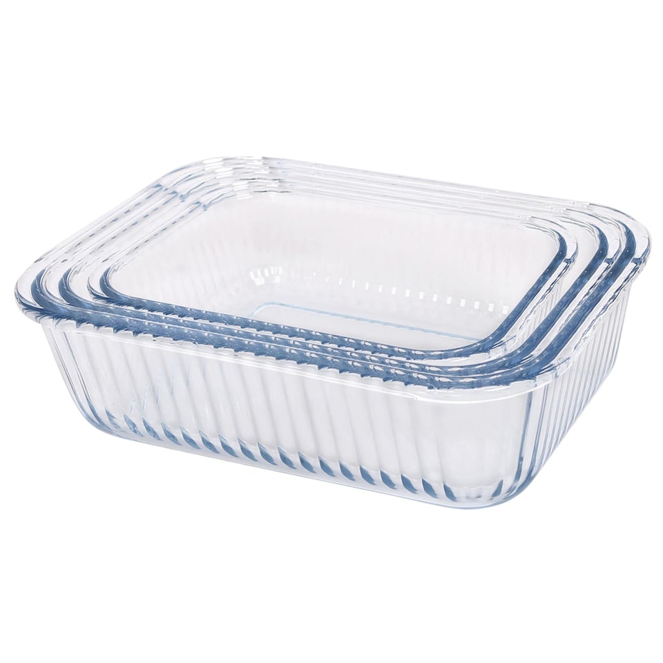 image 1 of Argon Tableware 3pc Optical Rectangular Glass Cake Dish Set - 3 Sizes | Clear | Clear | 3 Sizes