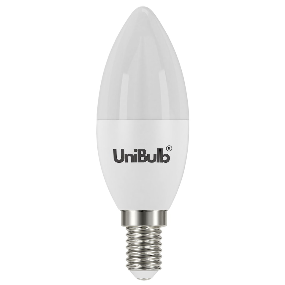 image 1 of UniBulb LED Candle E14 (SES) 470lm 4.2W 3000K (Warm White) Light Bulb - Pack of 3 | White | Warm White | 3