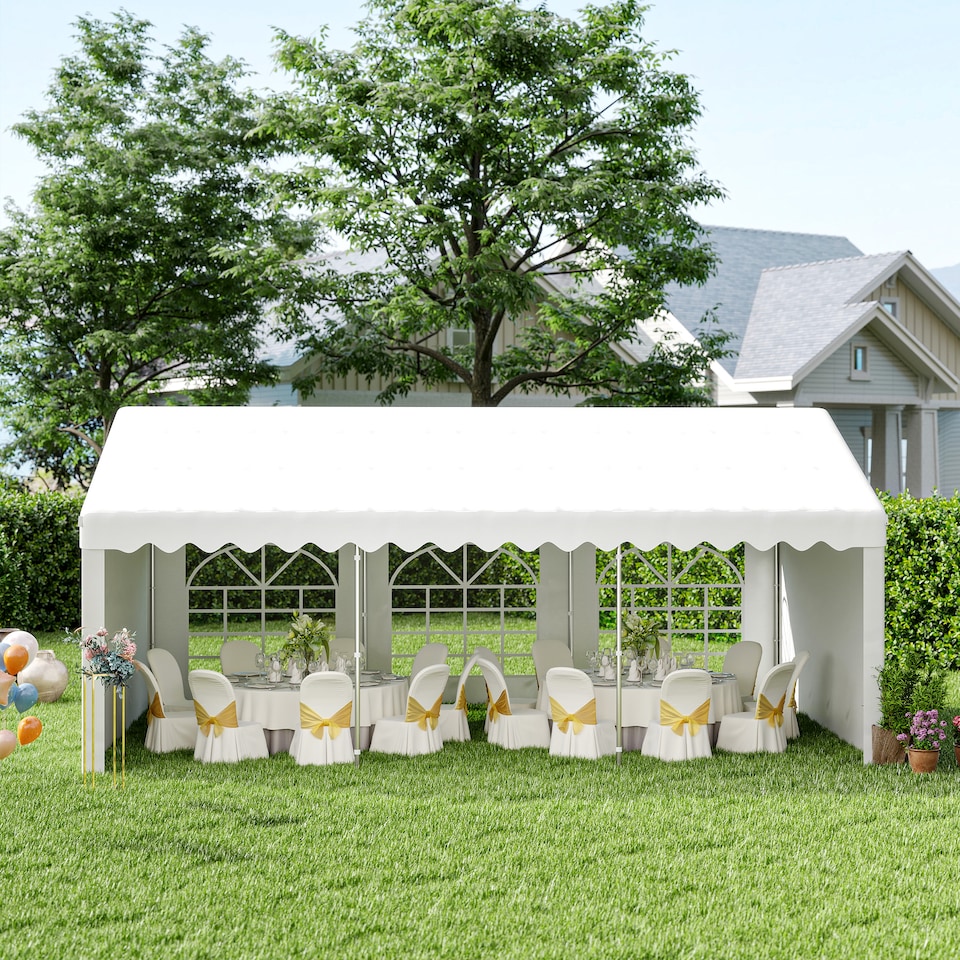image 1 of Outsunny 6m Garden Gazebo Portable Carport Shelter w/ Removable Sidewalls&Doors