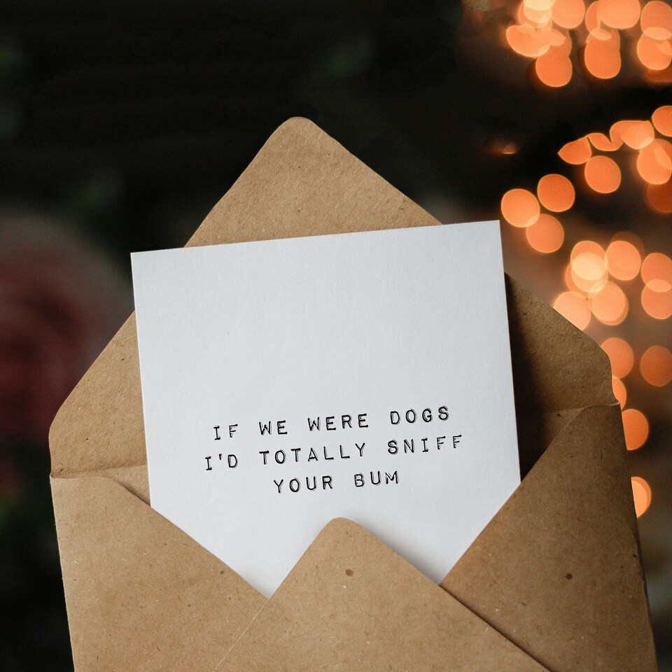 image 1 of Funny Dogs Sniff Bum Anniversary Valentines Day Card