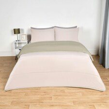 OHS Coverless Reversible 10.5 Tog Duvet And Pillowcase Bedding Set, King - Sage/Natural Multi | Sage Green and Natural | King