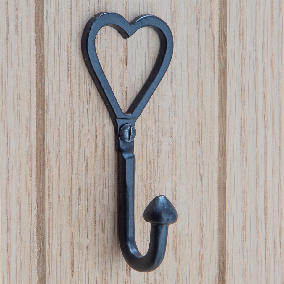 image 1 of Hammer & Tongs Single Heart Hook - W40mm x H100mm - Black
