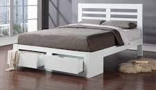 5ft King Size White wood wooden bed frame.Underbed drawer storage