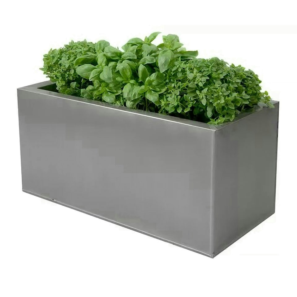 image 1 of Primrose Zinc Steel Outdoor Silver Weather Resistant Patio Planter 50cm