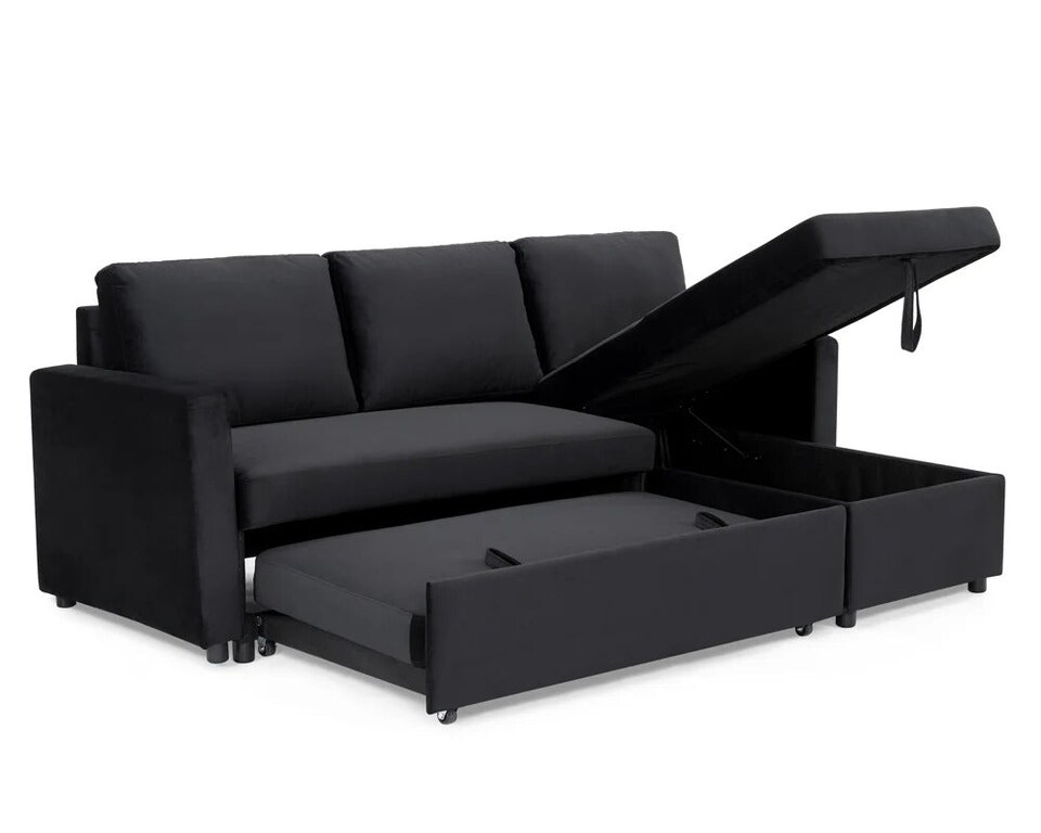 image 1 of The Tranquilo 3 Seater Sofa Bed in Black or Navy | Black | One Size