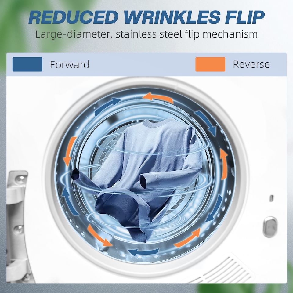 image 1 of HOMCOM 4kg Vented Tumble Dryer with Deodorize, Smart Mode, 800W Compact Tumble Dryer with Stainless Steel Tub, Front Load, for Flat, Home, RVs, White