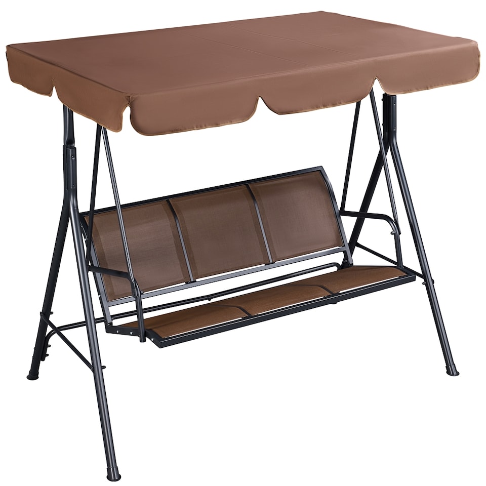 image 1 of Yaheetech 3-Seat Outdoor Patio Swing Chair-Dark Brown | Brown | Dark Brown | 170 cm L × 109 cm W × 153 cm H | 1