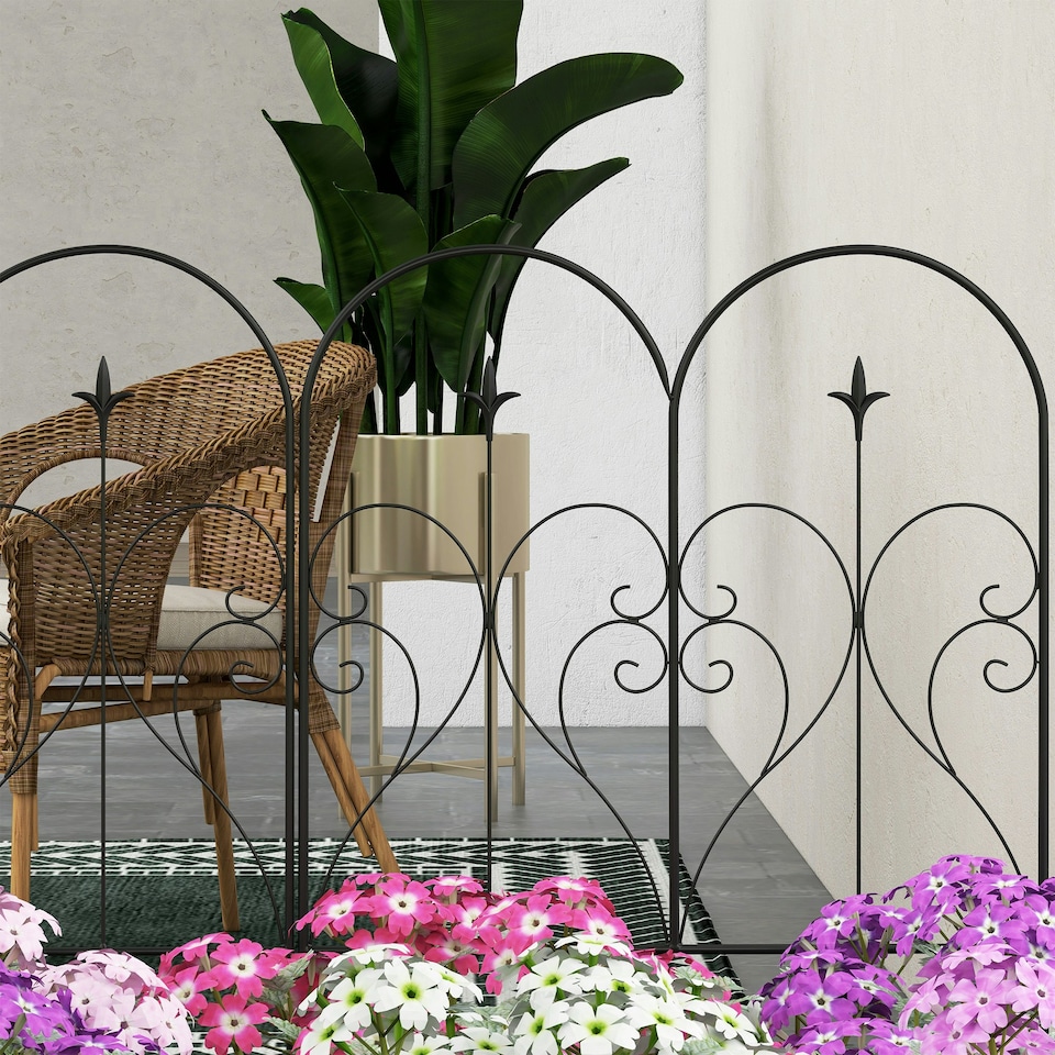 image 1 of Outsunny 5PCs Decorative Garden Fencing 32in x 10ft Metal Border Edging