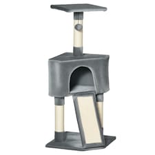 PawHut Kitten Tower Corner Cat Tree w/Scratching Post House Ladder Toy Grey