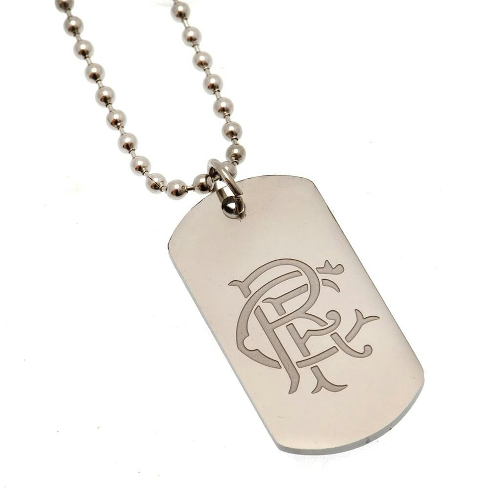 Rangers FC Engraved Dog Tag And Chain - Silver - One Size