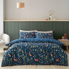 Catherine Lansfield Enchanted Twilight Animals Reversible Duvet Cover Set | Blue | Navy Blue