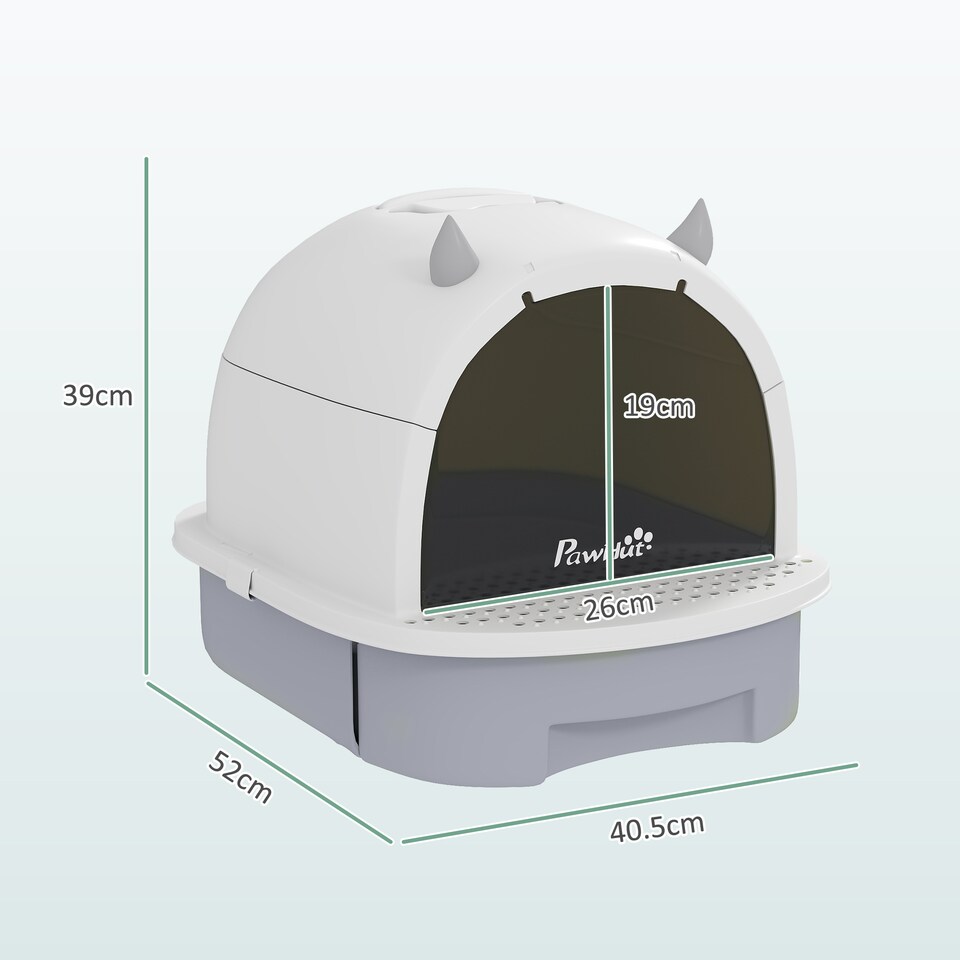 image 1 of PawHut Cat Litter Tray w/ Lid, Enclosed Cat Litter Box w/ Pull-Out Drawer