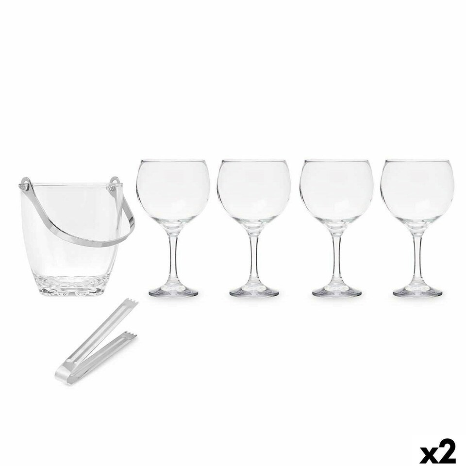 image 1 of Ice Bucket Vivalto 11444 Transparent Metal Crystal 14,5 x 12 x 12,5 cm 4x (10,5 x 20 cm) Wine glasses (2 Units) N/A