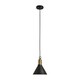 image 4 of ValueLights Contemporary Matt Black And Brushed Brass Funnel Ceiling Pendant Light Fitting