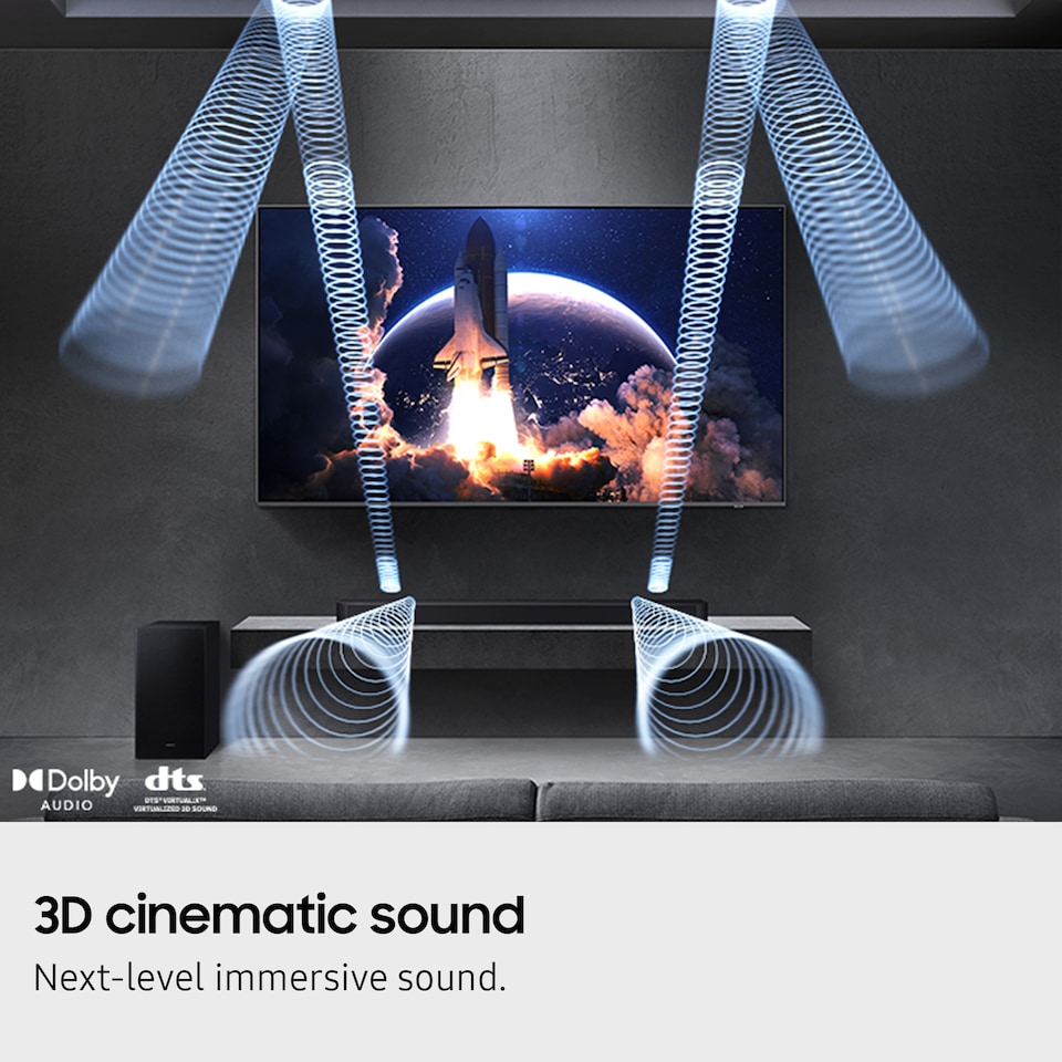 image 1 of SAMSUNG Q-Series Soundbar HW Q600F 3.1.2 ch Subwoofer (Model 2025) SpaceFit Sound Pro, Q-Symphony, Adaptive Sound | Black | Black