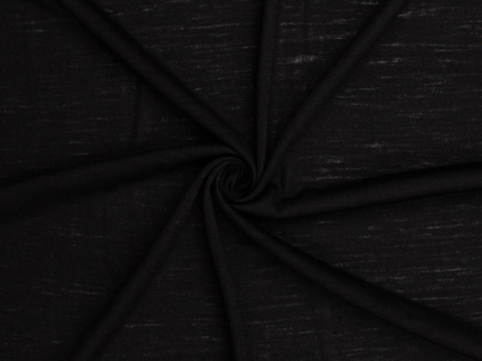 Minerva Black Deadstock Italian Wool Fine Sweater Knit Dressmaking Fabric per metre - 150cm / 59" Wide