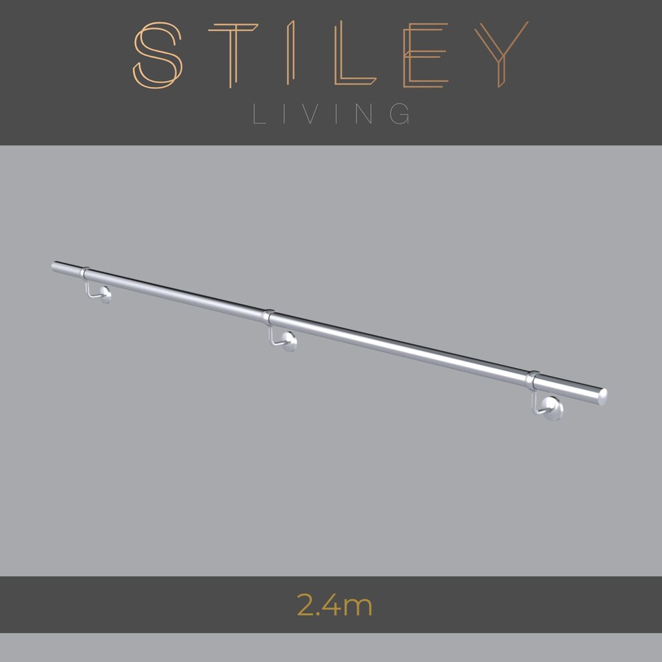 image 1 of Stiley Living Wall Mounted Handrail Kit, Banister System with Brackets and Fixings