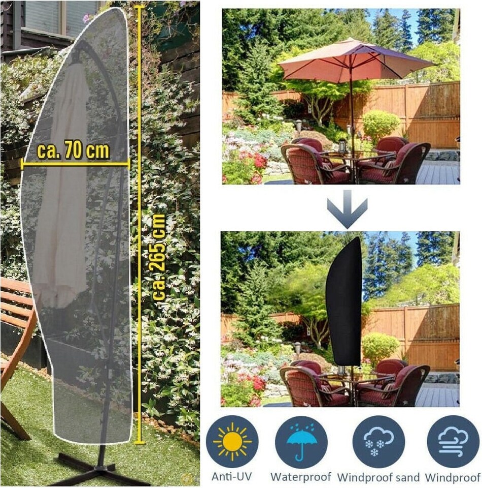 image 1 of Premium Banana Umbrella Cantilever Parasol Cover Garden Patio Waterproof Outdoor | Grey