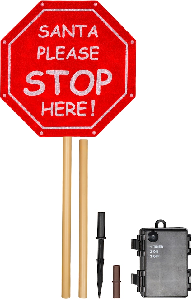 image 1 of Outdoor LED Santa Stop Here Sign, Inc Timer