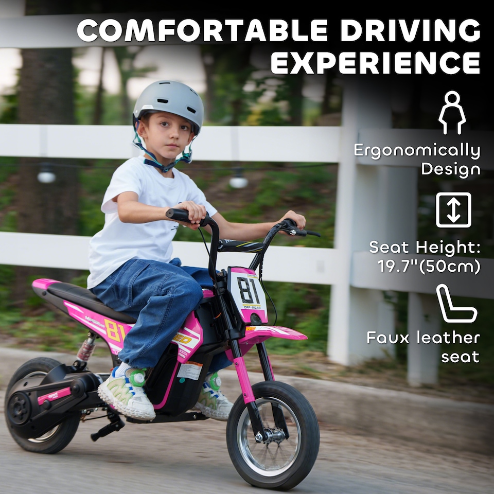 image 1 of AIYAPLAY 24V Battery Powered Ride On Motorcycle with Rear Suspension, Pink