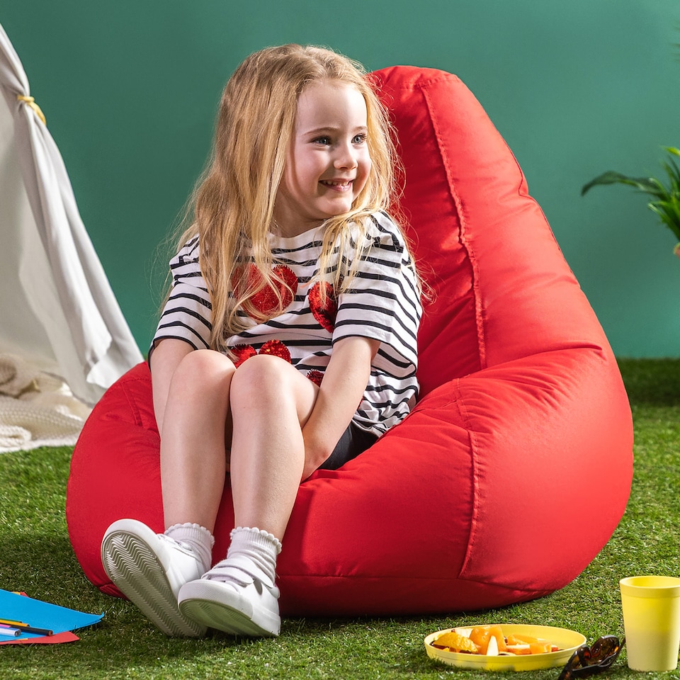 image 1 of icon Kids Recliner Beanbag Indoor and Outdoor Red Set of 2