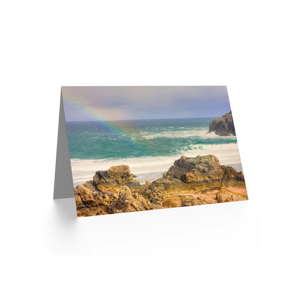 image 1 of Photo Beach Rainbow Ocean Sea Coast Scotland Scottish Scotland Card