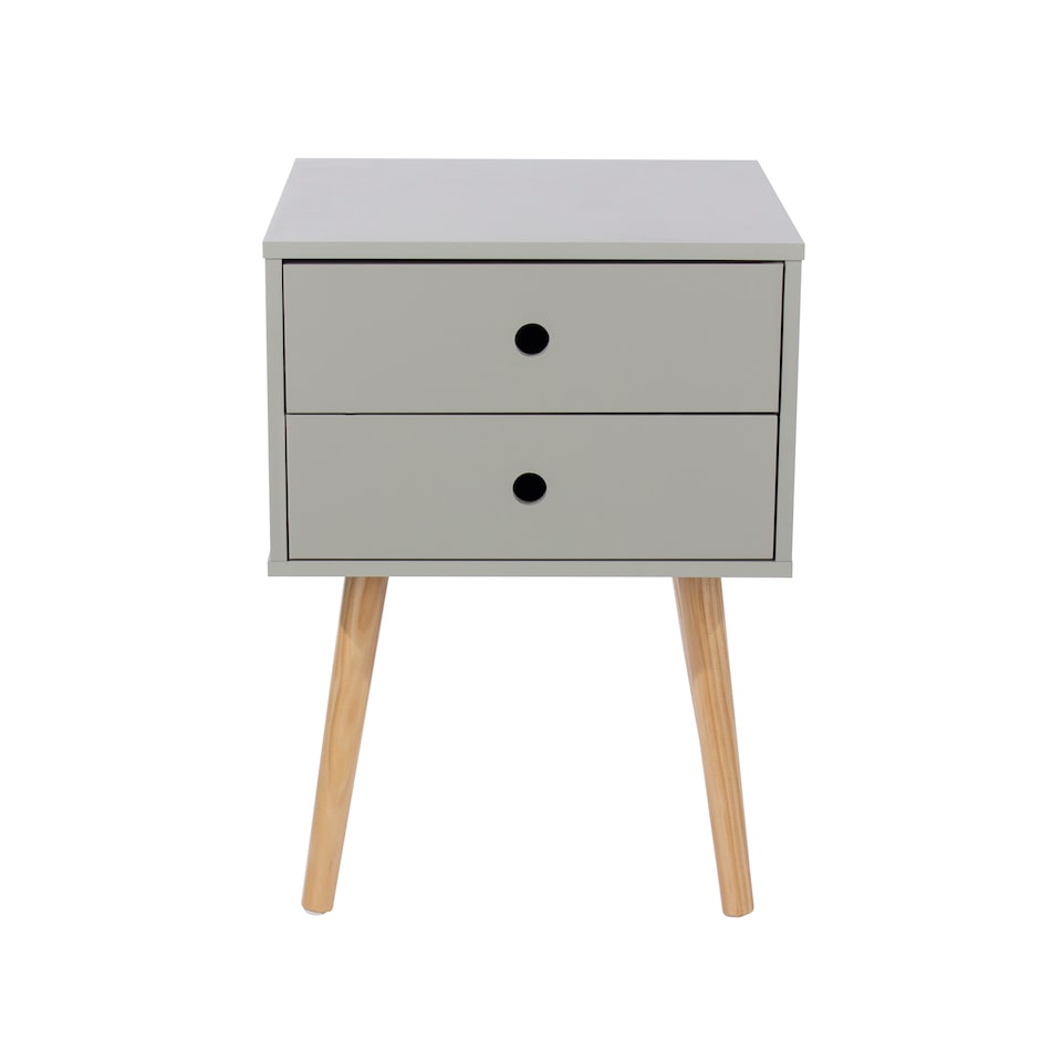 image 1 of Options Scandia 2 Drawer Nightstand - Stylish Two Tone Bedside Table for Small Spaces | Grey | Grey | 1