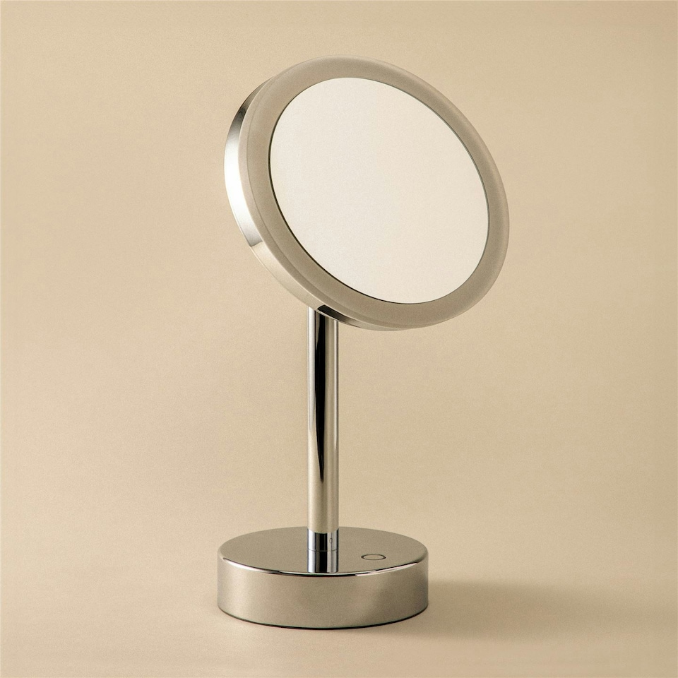 image 1 of Cosmic Magnifying Mirror w/ Dimmable LED Light & Sturdy for Bathroom, Light Grey N/A
