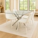 image 2 of Glass Dining Table with 4 White Leather Chairs Dining Room Furniture