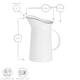 image 3 of Nicola Spring 3x Farmhouse Water Jugs - 1L - White Porcelain Rustic Cottage Pitcher Rolled Rims Comfort Handle & Tapered Spout