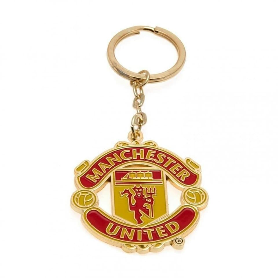 image 1 of Manchester United FC Official Football Crest Keyring - Red/Yellow - One Size