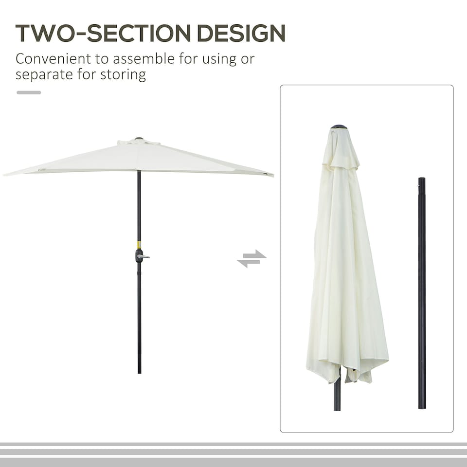 image 1 of Outsunny 2.7m Metal Frame Garden Furniture Parasol Half Round Umbrella
