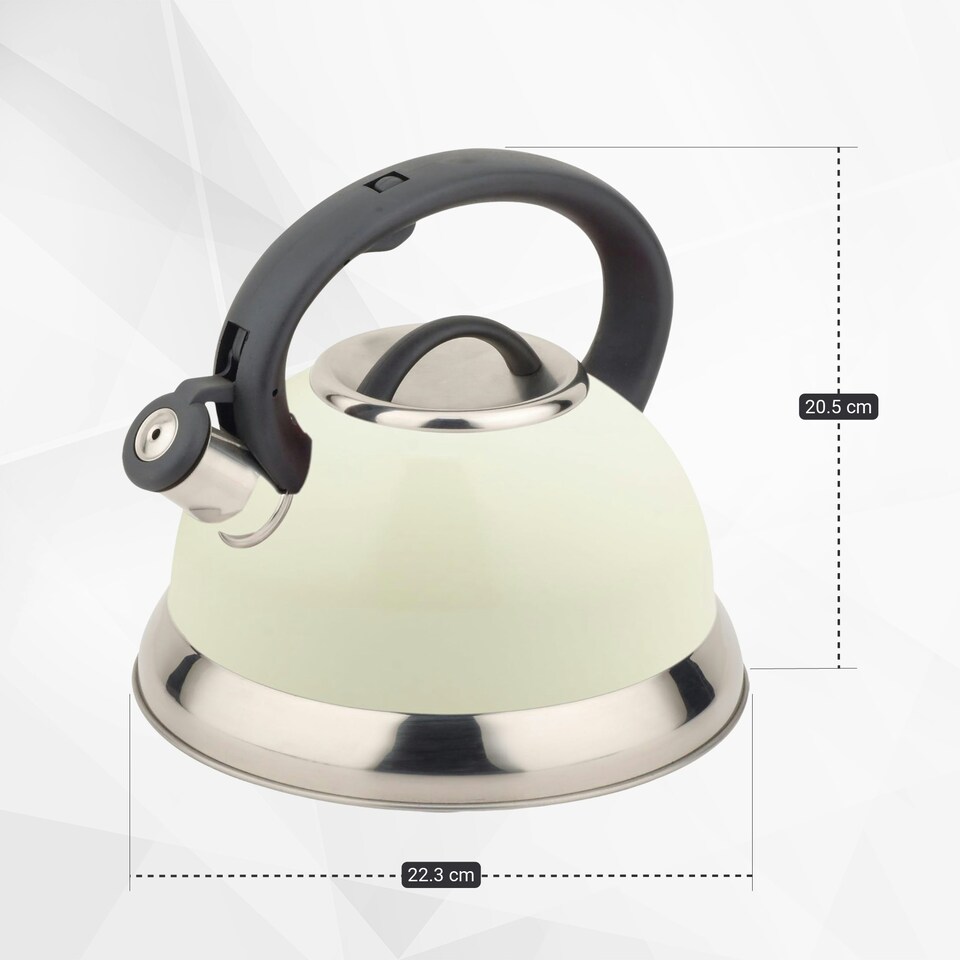 image 1 of Buckingham Stainless Steel Retro Whistling Kettle 3 Litre Cream