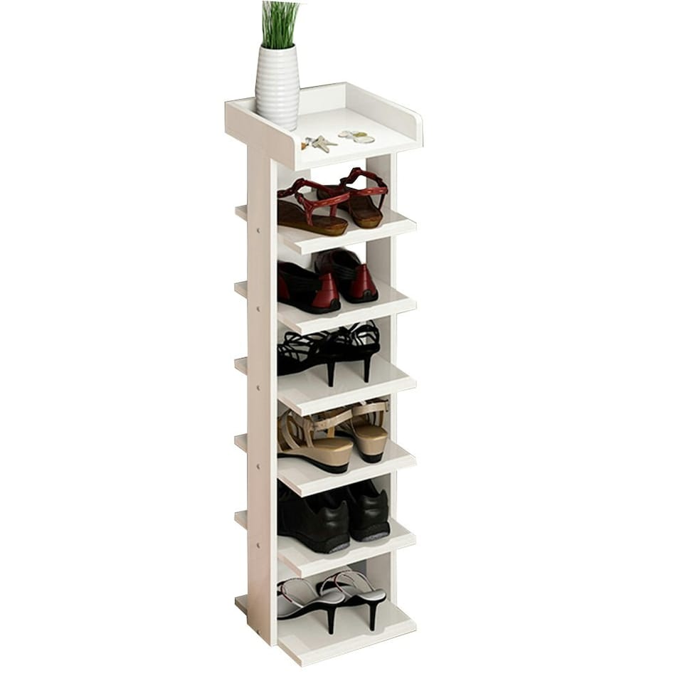 image 1 of Living and Home 7-Tier Shoe Rack Stand Shelf Space Saving - White