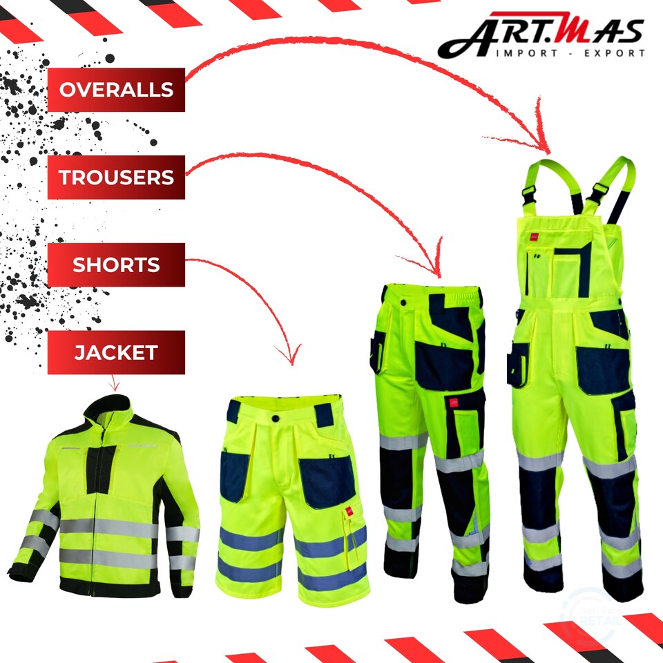 image 1 of Artmas Flash Yellow High-Visibility Work Trousers with 2 Knee Pads, Class 2, 260gsm (38/40 Inch - 56 EU)