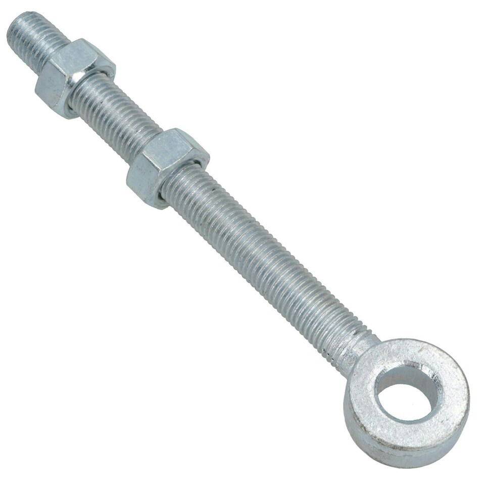 image 1 of Swing Gate Long Eye Bolts Hinge + Nuts Adjustable Zinc Plated 20 x 200mm 1pc | Silver
