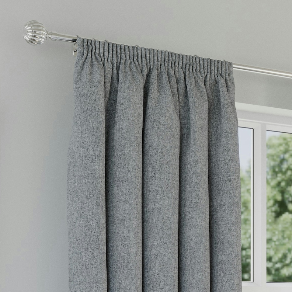 image 1 of Dallas Grey Blackout Curtains 90 x 72 inch (229 x 183 cm) Pencil Pleat 100% Blackout Thermal Noise Reducing Curtains for Bedroom and Living Room