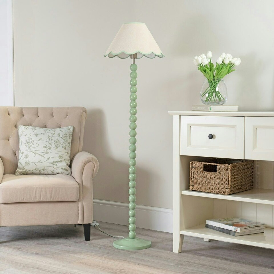 image 1 of ValueLights Bobbles Sage Green Bobbin Floor Lamp Base